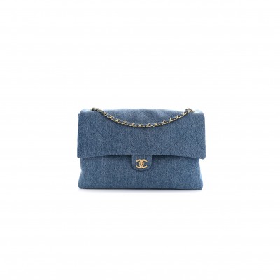CHANEL DENIM SOUPLISSIMO MAXI FLAP BLUE (39*28*11cm) 